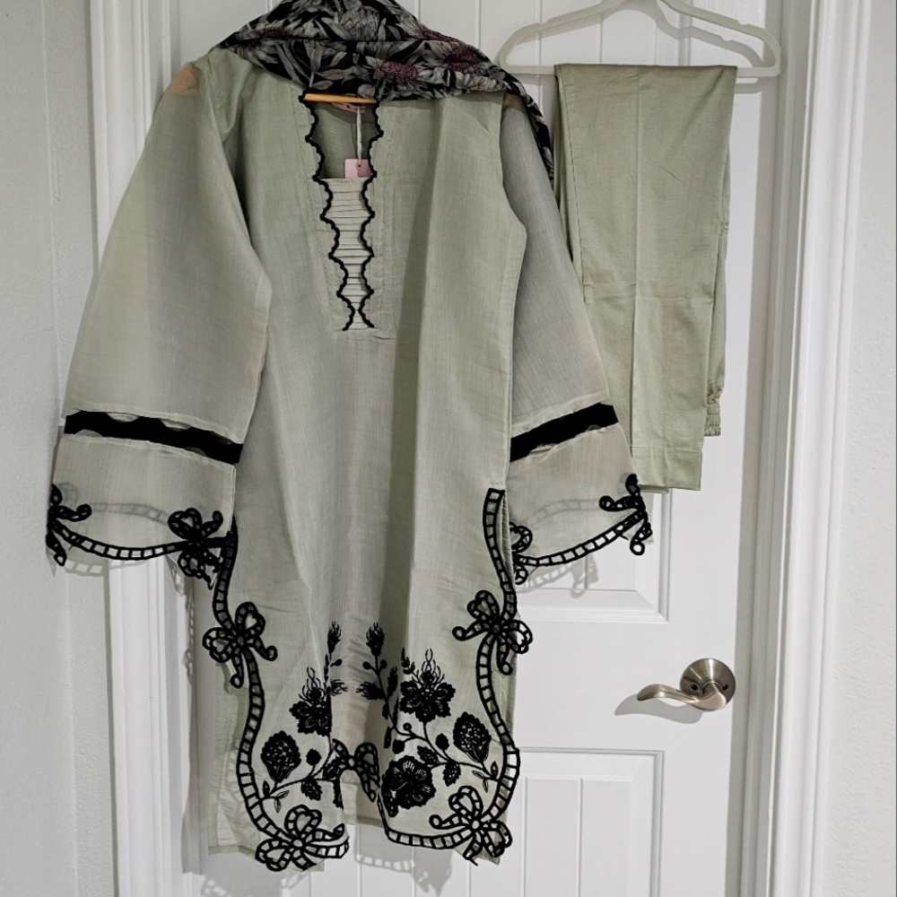 NWT Cotton Silk Kurta Tunic Pakistani‎ Desi Indian Outfit Set 3 pieces